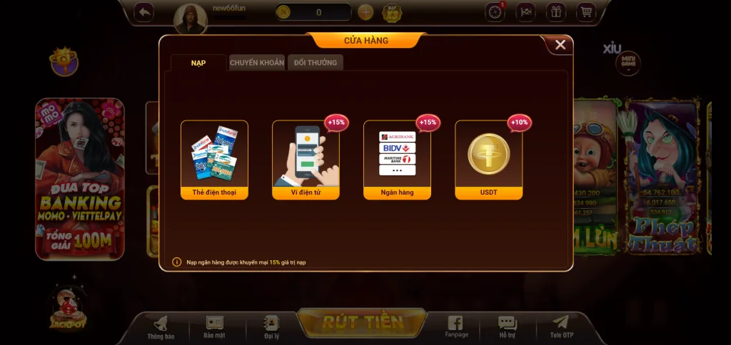 Hướng dẫn nạp tiền tại New66 1 nạp tiền new66