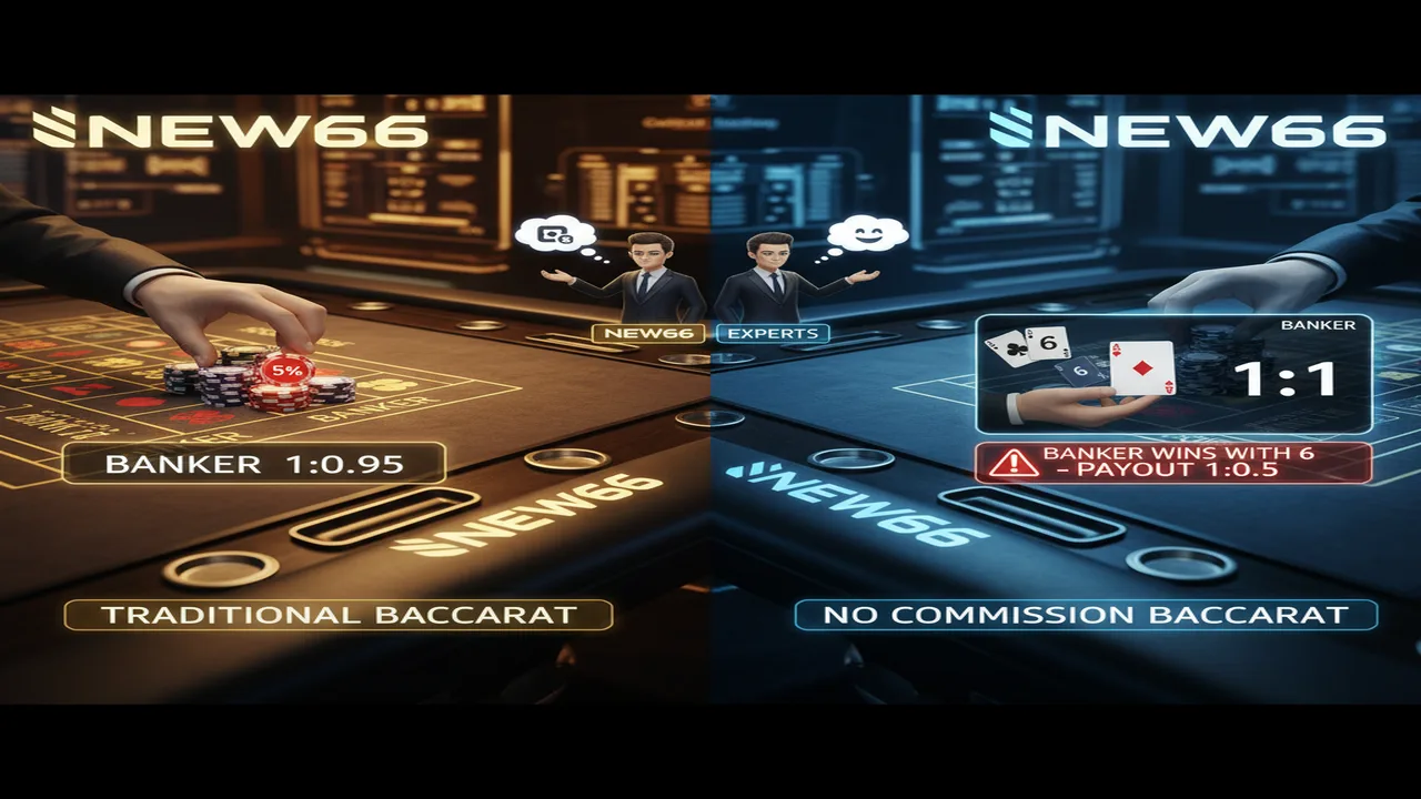 So sánh Baccarat không hoa hồng và truyền thống New66